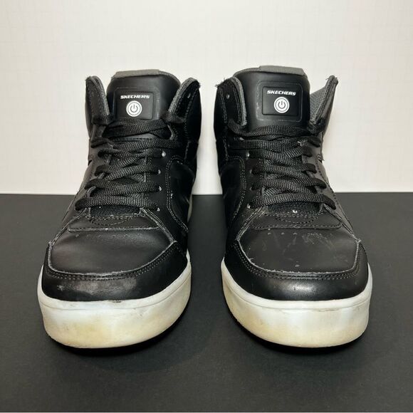 Boys SKECHERS Energy Lights Black Lace Up Sneakers / Size 6 - Picture 3 of 11